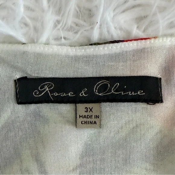 Rose & Olive Womens Floral Flutter Sleeve Top Size 3X Cream Lined Romantic - Picture 3 of 8